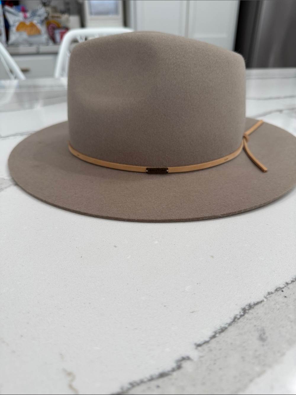 Brixton Wesley Wool Felt Fedora Wide-Brim Tan XS
